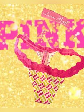 PINK Low Rise Lace Waist Thong V-String True Vintage Y2K Victoria's Secret MED